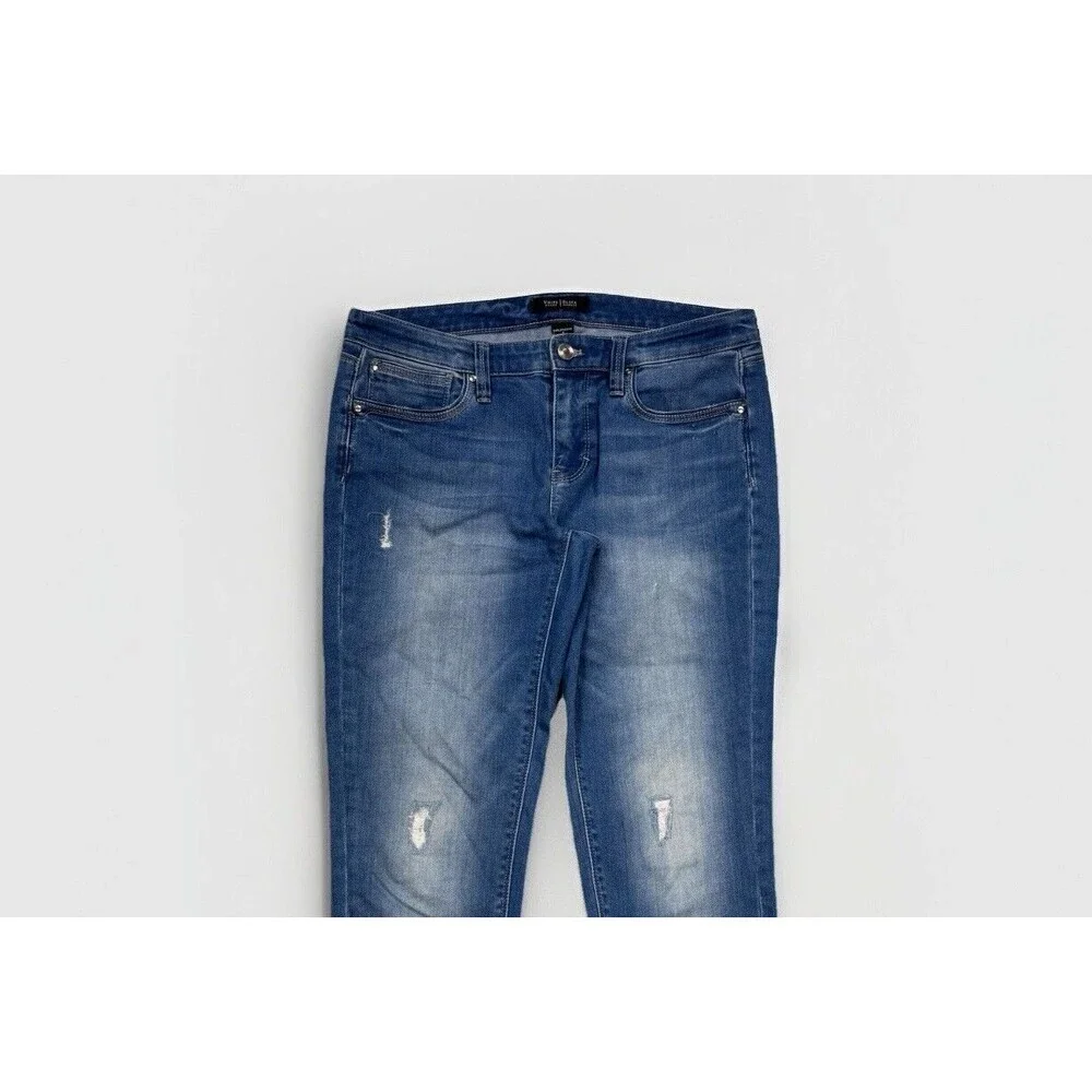 WHBM Jeans Womens 4 Girlfriend Rip Repair Distress Low Waist Measures 31 x 28